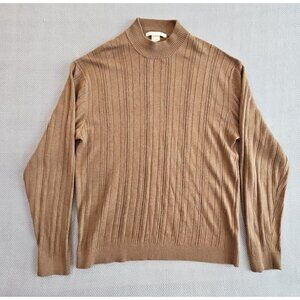 Perry Ellis Silk Blend Sweater Men's Size Large Brown Long Sleeve Modern Classic
